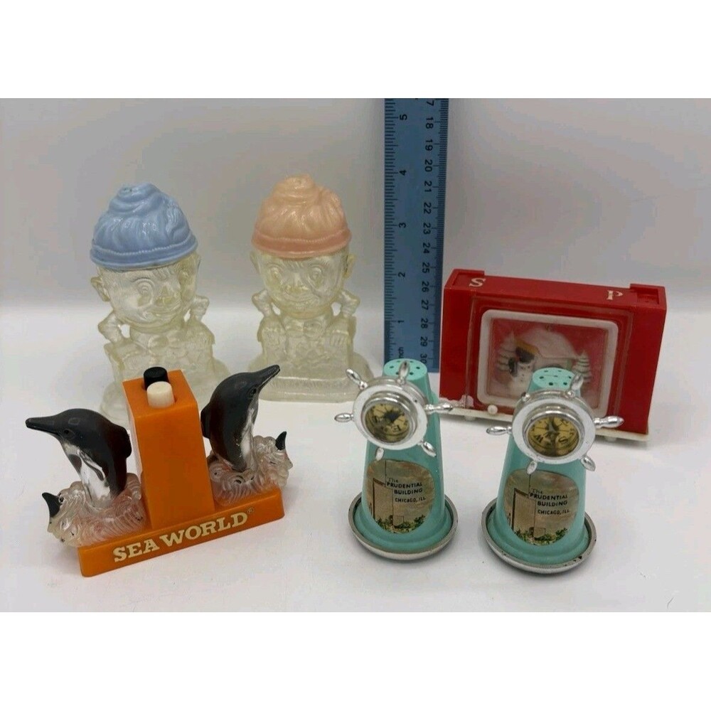Vintage Lot Of 4 Plastic Salt And Pepper Shaker Sets Christmas Humpty Nautical